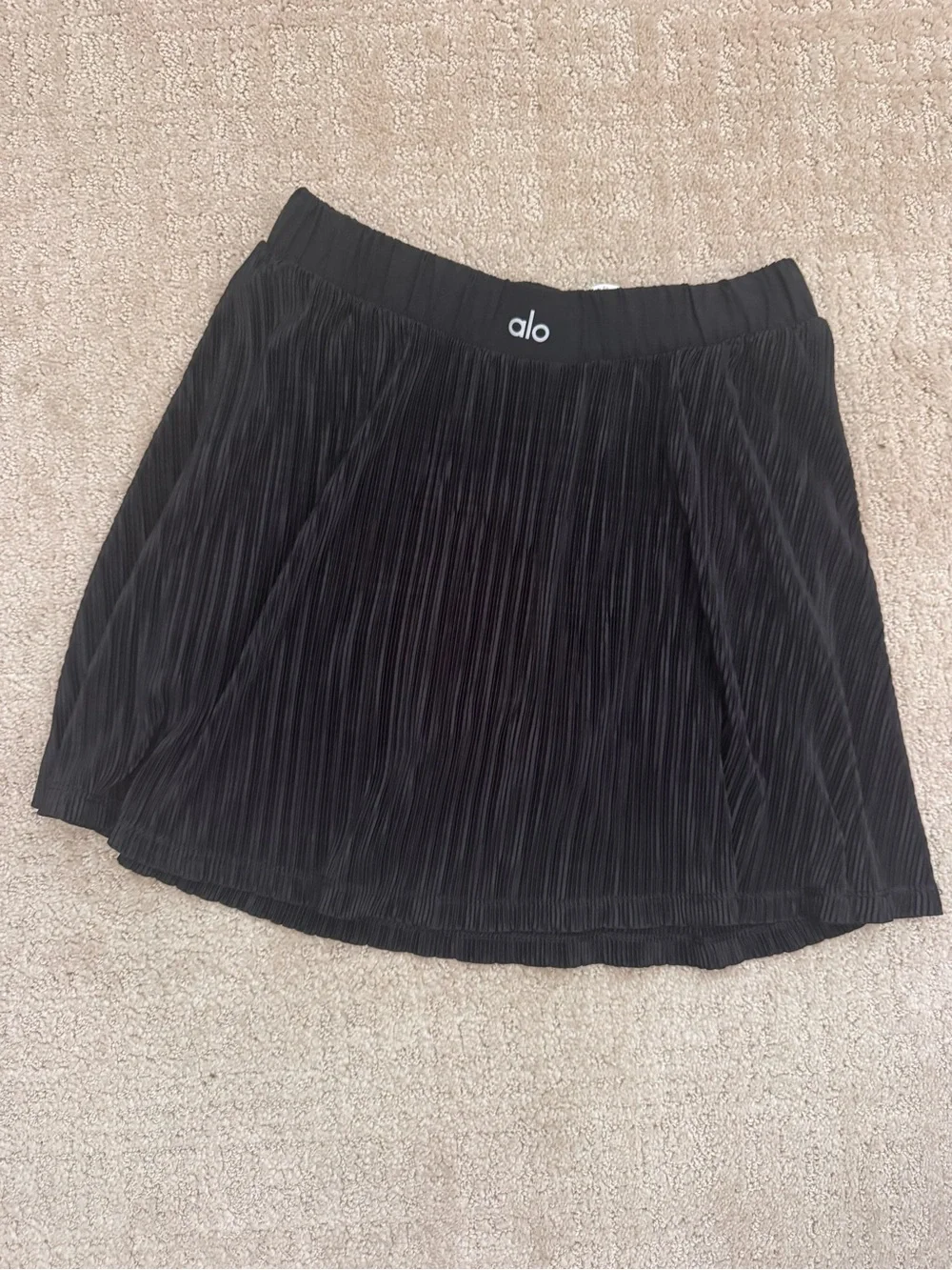 ALO Yoga Micro Plisse Tennis Skirt Black